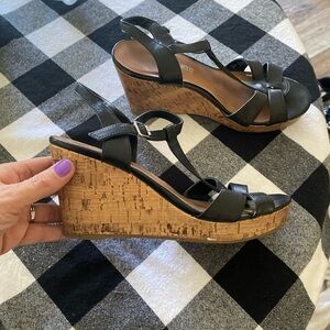 Franco Sarto, 8.5 women’s wedge cork shoes open toe